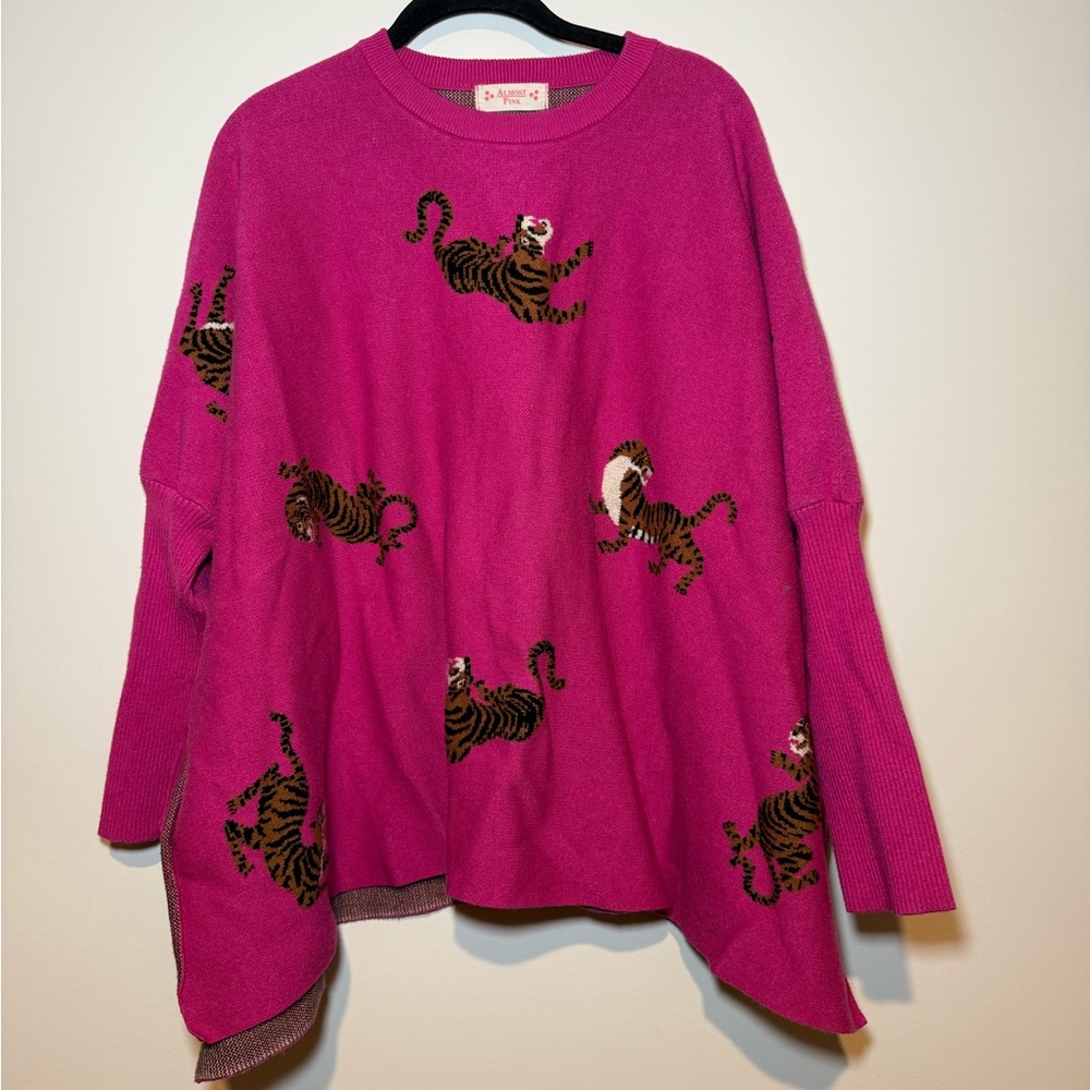 Almost Pink Brand Pink Leopard Cheetah Sweater ONE SIZE
